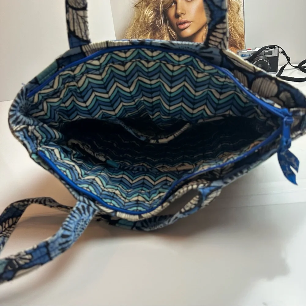 Blue Floral Vera Bradley Tote | Quilted Cotton Shoulder Bag · Y2K Coastal